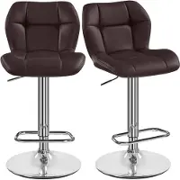 Yaheetech 2er Set Barhocker aus Kunstleder, höhenverstellbarer Barstuhl mit Rückenlehne & Fußstütze