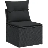 vidaXL 5-tlg. Garten-Sofagarnitur mit Kissen Schwarz Poly Rattan