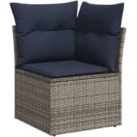 vidaXL 5-tlg. Garten-Sofagarnitur mit Kissen Grau Poly Rattan