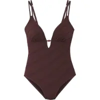 s.Oliver Badeanzug "Naila", Damen, Gr. 42, Cup A/B, braun, Microfaser, Polyamid, Strukturmuster, Badeanzüge Badeanzug, mit Struktur