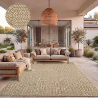 TT Home Outdoor Teppich Wetterfest Garten Schlafzimmer Flur Regenbogen Muster Boho Design Unifarben Sisal Look Moderner Style Größe 80x150 cm