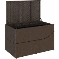 vidaXL Klappliege mit Auflage und Stauraum Braun Poly-Rattan