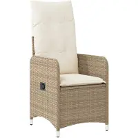 vidaXL Gartensessel mit Kissen 2 Stk. Verstellbar Beige Poly Rattan