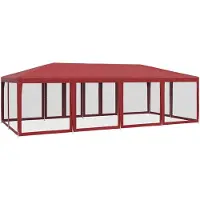 vidaXL Partyzelt mit 12 Mesh-Seitenteilen Rot 8x4 m HDPE