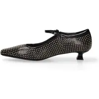Marc Ellis Damenschuhe mit flachem Absatz aus echtem Leder, schwarz, mit goldenen Nieten