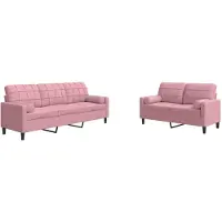 vidaXL 2-tlg. Sofagarnitur mit Kissen Rosa Samt
