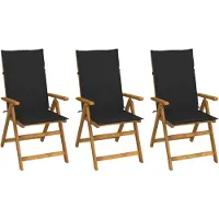 vidaXL Klappstühle 3 Stk. mit Auflagen Massivholz Akazie