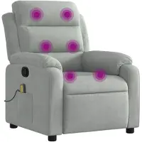 vidaXL Massage-Relaxsessel, hellgrauer Samt