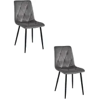 Leobert OSKAR Esszimmerstuhl Samt dunkelgrau mit schwarzem Metallgestell 45x54x86,5 cm