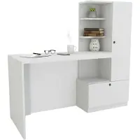 Dmora Schreibtisch Dniccola, Mehrzweckschreibtisch, Bürotisch für PC, Eckschreibtisch, 120x62h74 cm, Weiß
