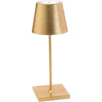 Zafferano Poldina Pro Mini Gold Leaf wiederaufladbare und dimmbare LED-Tischleuchte mit einer Akkulaufzeit von bis zu 12 Stunden