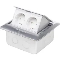 LEDmaxx Boden-Einbausteckdose , 2-fach Steckdose, Alu, eckig