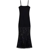GUESS für Damen. W6YK12K4359 Langes Spitzenkleid Evelyn schwarz (M), Lässig, Party, Polyamid, Ärmellos / Hosenträger