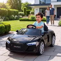 Actionbikes Motors Audi R8 4S Spyder | Kinder Elektro Auto mit Fernbedienung - LED - USB - MP3 - Hupe - 2 x 12 V 30 Watt Motor - ab 3 Jahre (Schwarz)