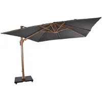 Casa Padrino Luxus Ampelschirm mit Ständer Braun / Grau 300 x 300 cm - Garten Sonnenschirm in Holzoptik - Terrassen Sonnenschirm - Balkon Sonnenschirm - Garten Terrassen Balkon Accessoires