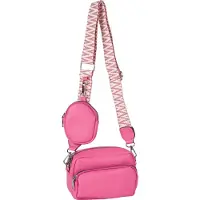 StyleBREAKER Damen Umhängetaschen Set 2-Teilig, gemusterter Schultergurt und ovale Börse, Rechteckige Crossbody Bag Einfarbig 02012405