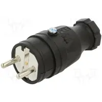 Pce 0531-s Schutzkontaktstecker Gummi fb IP44 (schwarz) Serie Taurus 0531s