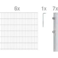 Alberts Doppelstabmattenzaun 6-5-6, Matten 2,50 m, Höhe 1,63 m, Länge 15 m, feuerverzinkt, Zaun als Komplettset, Pfosten mit Klemmlasche 60x40 mm