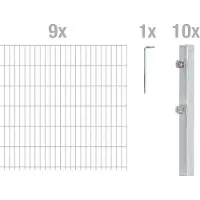 Alberts Doppelstabmattenzaun 6-5-6, Matten 2,50 m, Höhe 1,23 m, Länge 22,5 m, feuerverzinkt, Zaun als Komplettset, Pfosten mit Klemmlasche 60x40 mm