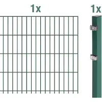 Alberts Doppelstabmatten-Anbauset 6-5-6 Gitterzaun Höhe 83-203 cm, Länge 2,5 m, Farbe:grün, Zaun-Höhe:123 cm