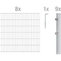 Alberts Doppelstabmattenzaun 6-5-6, Matten 2,50 m, Höhe 1,23 m, Länge 20 m, feuerverzinkt, Zaun als Komplettset, Pfosten mit Klemmlasche 60x40 mm