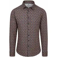 Desoto Langarmhemd "Jersey Casual Kent", Herren, Gr. 3XL, N-Gr, bunt (navy braun leaves), Jersey, Obermaterial: 100% Baumwolle, slim fit normal, 1-Knopf-Manschette, Hemden Langarmhemd