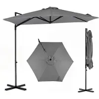 Costway Sonnenschirm φ270 cm, Ampelschirm 360° drehbar, Gartenschirm UV-Schutz, Marktschirm Terrassenschirm für Garten, Terrasse, Anthrazit