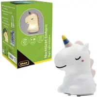 Idena LED Nachtlicht Einhorn weiß 14cm Dimmer Farbwechsel Touch und Fernbedienung Timer USB Akku