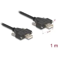 DeLOCK USB 2.0 Kabel Typ-A Stecker zu Stecker mit Schraubenabstand 30 mm 1 m schwarz, 1 m, USB A, USB A, USB 2.0, 0,48 Gbit/s, Schwarz