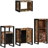 vidaXL Badezimmermöbel-Set 4 stk. Mehrfarbig und Schwarz