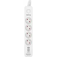 COFI 4-fach Steckdosenleiste + 3xUSB A ; 5 Meter 3×1,5mm H05VV-F 16A/250V - M02415