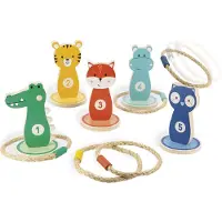 Janod Holzspiel Geburtstagsspiel Ringwurf Tiere Kinder