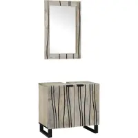 vidaXL Badezimmerschrank-Set 2 Stk. Weiß Massivholz Mango