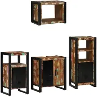 vidaXL Badezimmermöbel-Set 4 Stk. Mehrfarbig und Schwarz