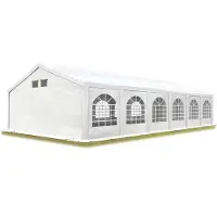 TOOLPORT Partyzelt Festzelt 6x12 m in weiß Professional PE Plane 550 N Wasserdicht UV Schutz mit BODENRAHMEN Gartenzelt