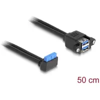 DeLOCK USB-Kabel USB 2.0 USB-A Buchse, USB-A Buchse, USB-Pfostenbuchse 0.50 m Schwarz Rund 83007