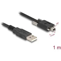 DeLOCK USB 2.0 Kabel Typ-A Stecker zu Typ Mini-B Stecker mit Schraubenabstand 13 mm 1 m schwarz, 1 m, USB A, Mini-USB B, USB 2.0, 0,48 Gbit/s, Schwarz