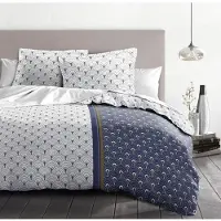 HOME LINGE PASSION Regenbogen-Bettwäscheset - 1 Bettbezug 240 x 260 cm + 2 Kissenbezüge 65 x 65 cm - Blau und Weiß