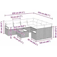vidaXL Sofa Set 9 Stk. 8-Sitzanzahl Schwarz und Türkis Poly Rattan