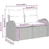 vidaXL Gartensofa-set 6 stk. 5-Sitzanzahl Schwarz und Creme