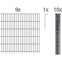 Alberts Doppelstabmattenzaun 8-6-8, Matten 2,50 m, Höhe 2,23 m, Länge 22,5 m, anthrazit, Zaun als Komplettset, Pfosten mit Abdeckleiste 60x40 mm