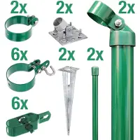 Alberts Zaunanschluss-Set | grün | zum Einbetonieren | Torpfosten-Ø: 60 mm | Zaunhöhe: 800 mm
