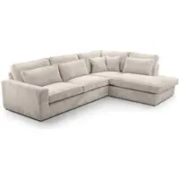 Beautysofa | Designer - Ecksofa PARMA, L-Form Eckcouch mit Ottomane rechts, Modernes Sofa in Hellbeige mit Kissen