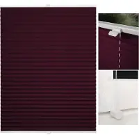 Markenlos Klemmfix-Plissee ohne Bohren, Faltrollo und Jalousie für Fenster und Türen, blickdichter Sicht- und Sonnenschutz, lichtdurchlässig, Rollo in Weinrot, 70x210 cm