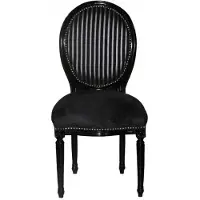 Casa Padrino Barock Esszimmer Stuhl Schwarz / Schwarz / Grau Streifen Mod2 / Rund
