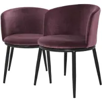 Casa Padrino Luxus Esszimmerstuhl Set Lila / Schwarz 57 x 57 x H. 74 cm - Esszimmermöbel