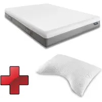 Sleezzze Viskoelastik-Matratze Sleezzz Premium 140 x 200 cm, Höhe 20 cm, Härtegrad H2/H3, mit Wendegriffen + Sleezzz Cool Gel-Schaum Kontur Nackenstützkissen 40 x 60 x 16 cm
