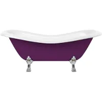 Casa Padrino Jugendstil Badewanne Lila / Weiß / Silber 188 cm - Freistehende Retro Stil Badewanne