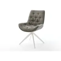DELIFE Drehstuhl Taimi-Flex Bouclé Soft Schlamm Kreuzgestell breit Weiß 360° drehbar Wippfunktion