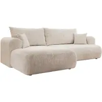 Selsey Ovo Cord – Ecksofa Schlaffunktion, Bettkasten, Cordstoff, links, Hellbeige